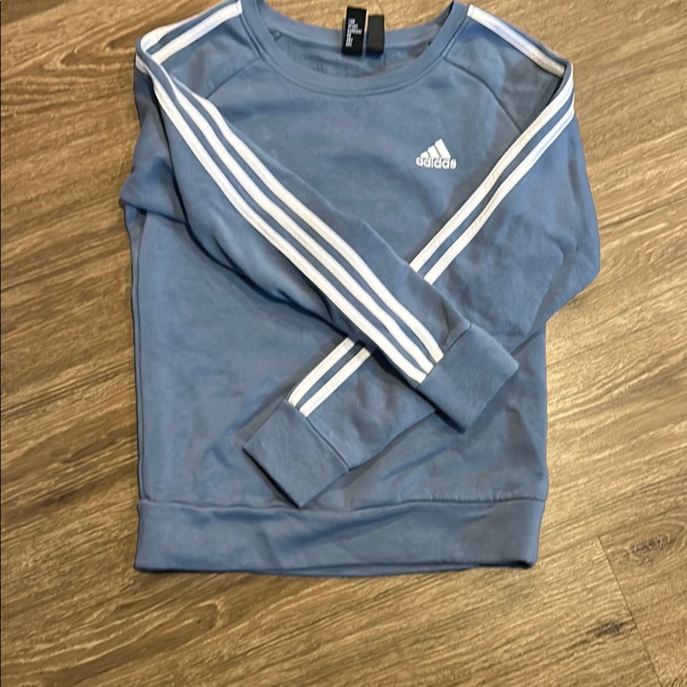 Adidas Blue Sweatshirt with White Stripes